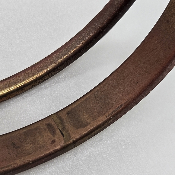 VINTAGE Inlay Bone Brass Bangle Bracelet Set of Two - Picture 4 of 6